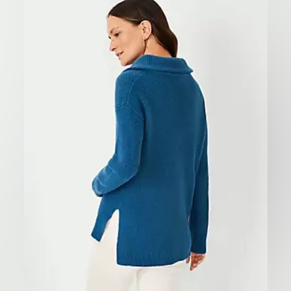 Ann Taylor Waffle Stitch Button Tunic Sweater - Picture 2 of 8